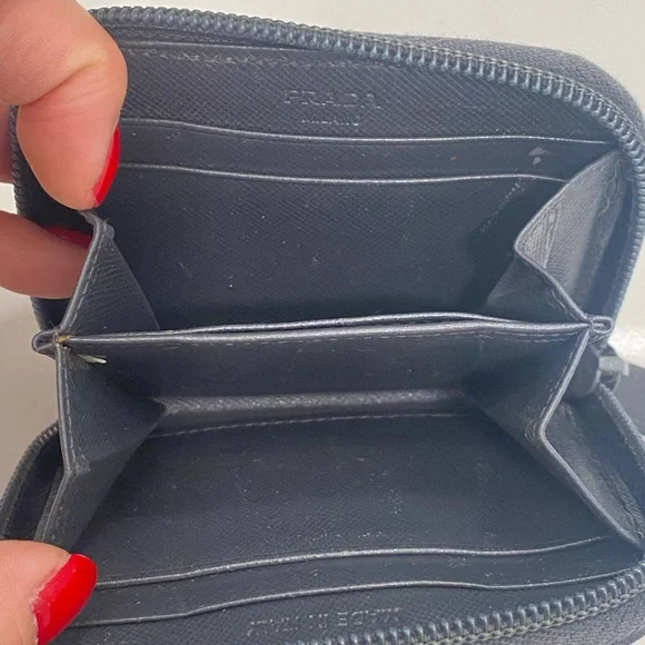 Prada dark gray/black mini wallet / card holder - Picture 4 of 4
